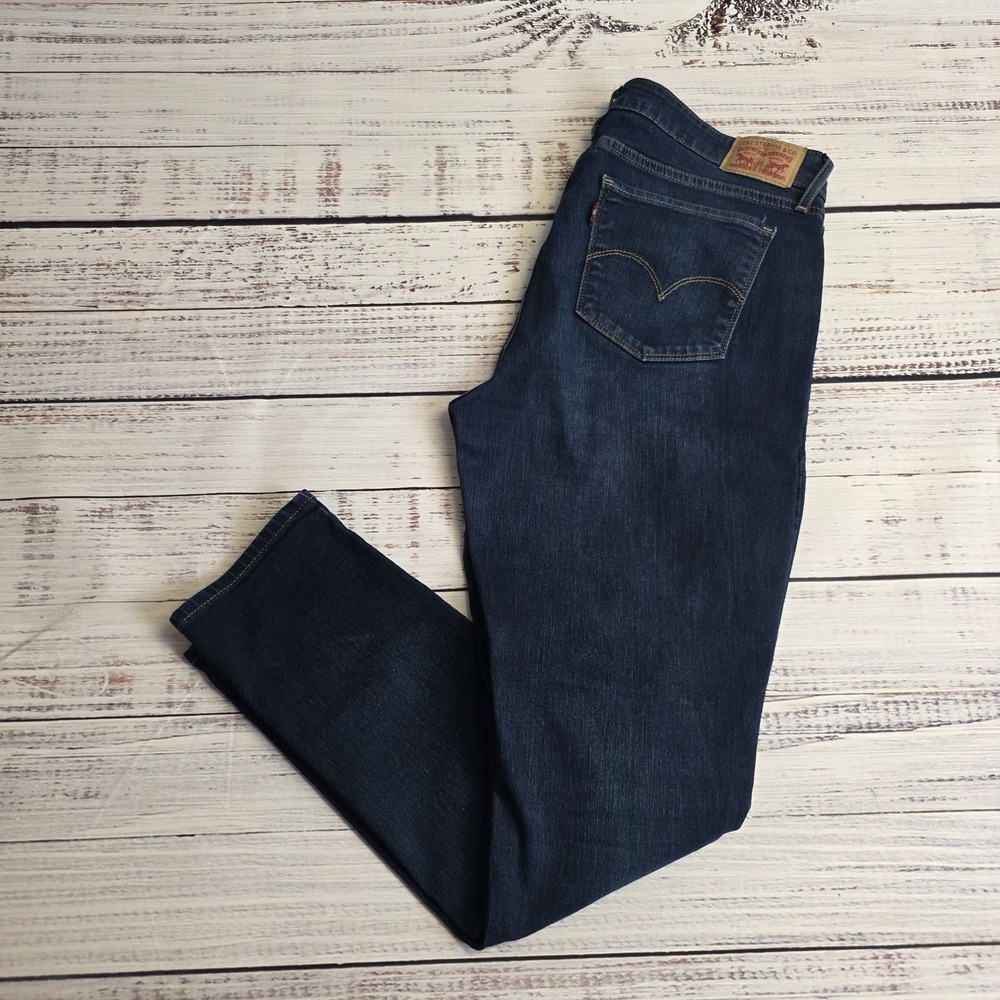 Levis 711‎ Jeans Womens 32 Measure 34x28 Dark Wash Skinny Cotton Poly Spandex
